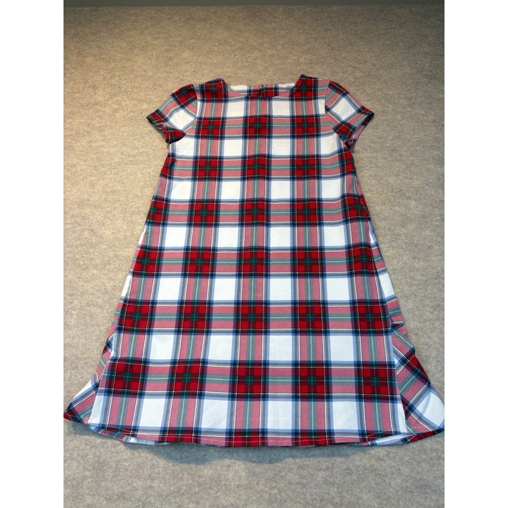 Vineyard Vines Girls Nantucket Dress Marshmallow Plaid Red White Blue Small 7-8